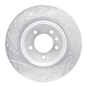 Land Rover Defender 90 Brake Rotor (1) - Rear Right - R1 Concepts - Drilled & Slotted - Silver - `20-`25
